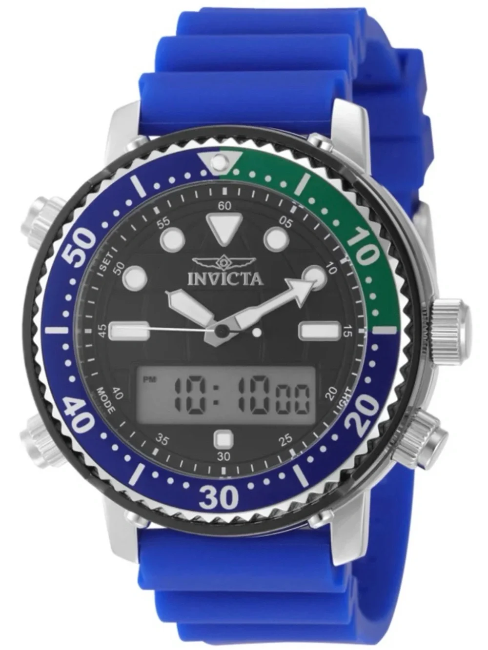 Invicta Blue and Green Dual-Display Sport Watch Mens